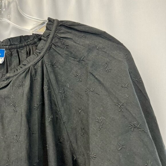 Old Navy Button Up Shift Dress Black Ruffle Jewel Neck 3/4 Sleeve S Tall New - Picture 9 of 12